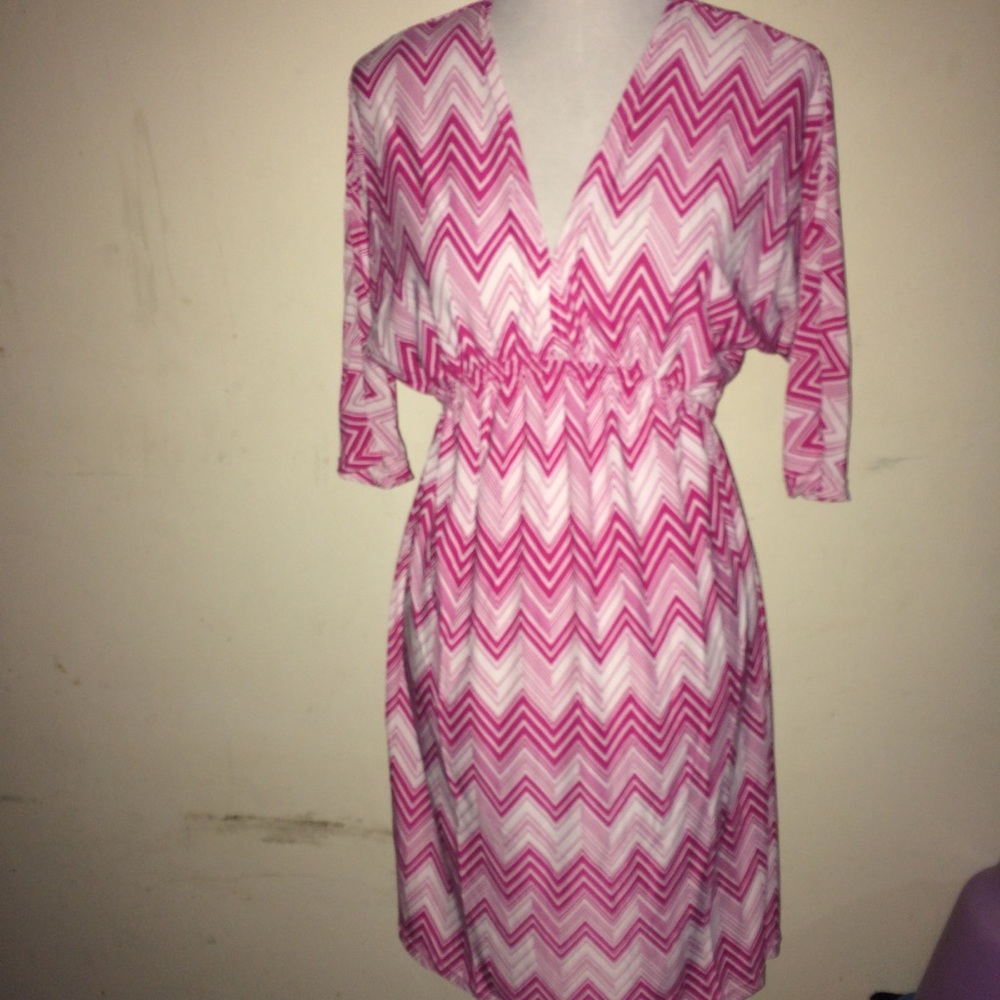 5th & Love Pink/White L cross over front dress